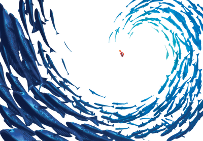 Nemo und Fischschwarm
